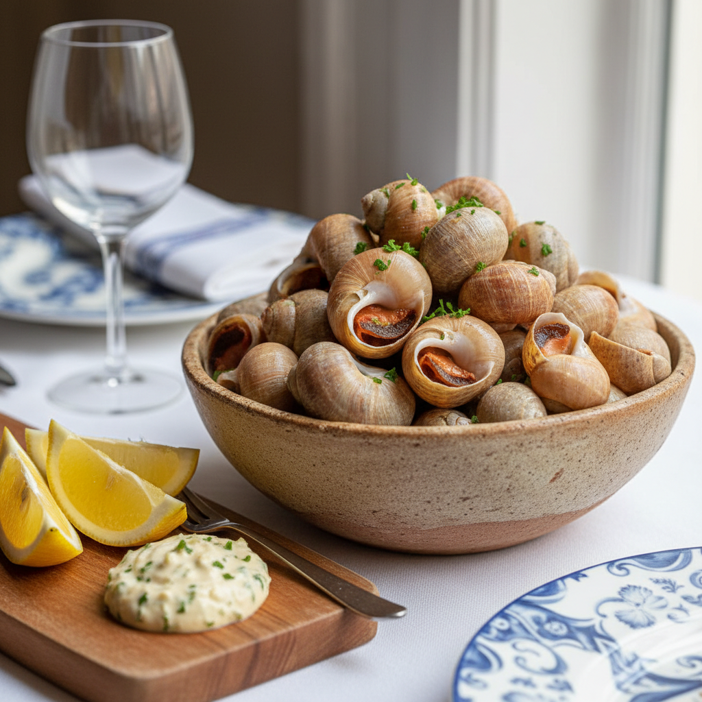 Cooked whelks bulots ready to eat